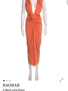 Baobab Collection Deep V Maxi Dress in Coral